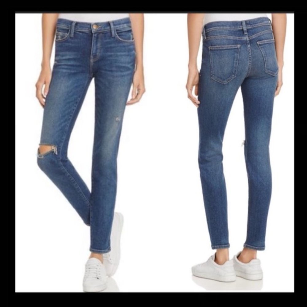 New Current Elliott The Stiletto Wren Destroy cropped ankle distressed rip jeans
